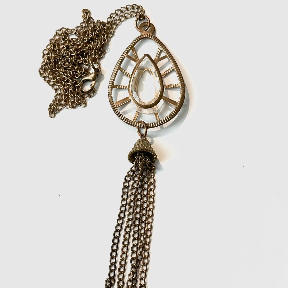 2 for $20 VTG Gold Teardrop Pendant Necklace, Filigree Cage, #artisan #vintage